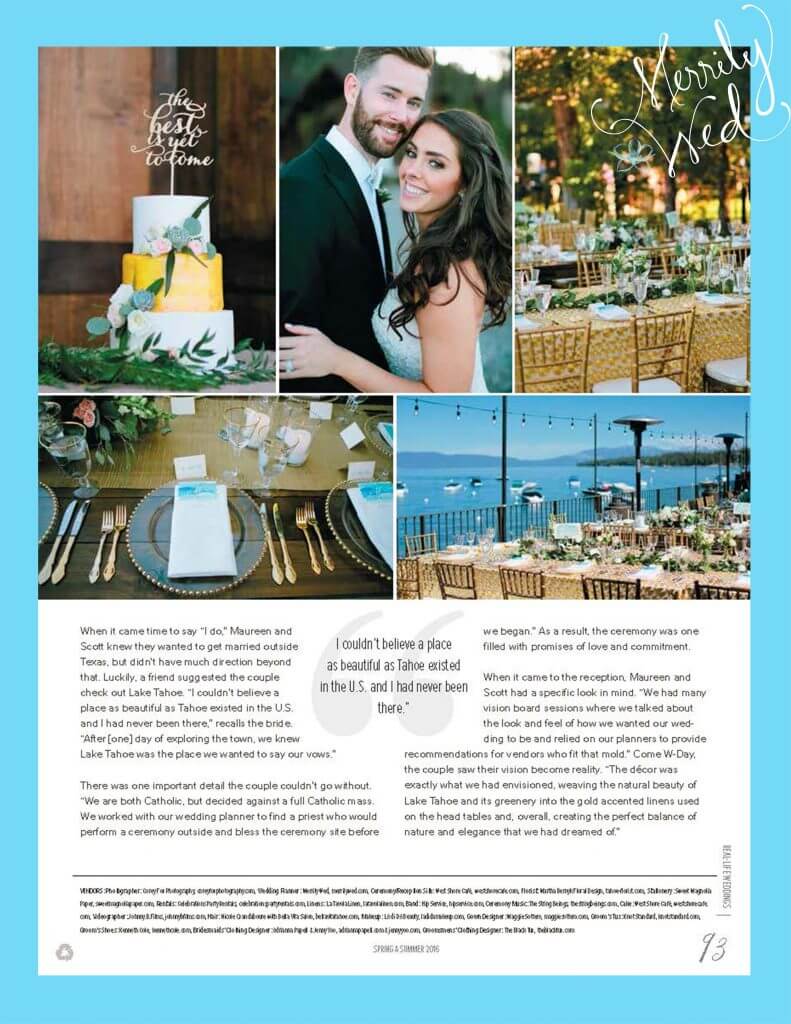 West Shore Cafe Wedding Destination I DO Magazine Destination Wedding Lake Tahoe Wedding